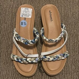 Temt Blue and White Braided Sandals